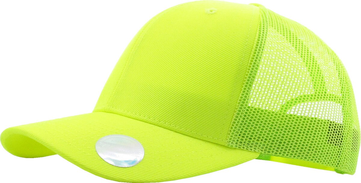 Neon Lime Classic 6 Panel Trucker Mesh Snapback Side View